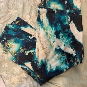 Abstract Blue and Gold Leggings